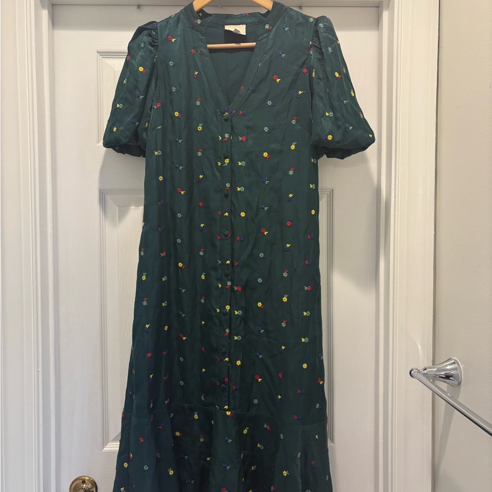Tuckernuck Teal Dress with Multicolor Embroidery